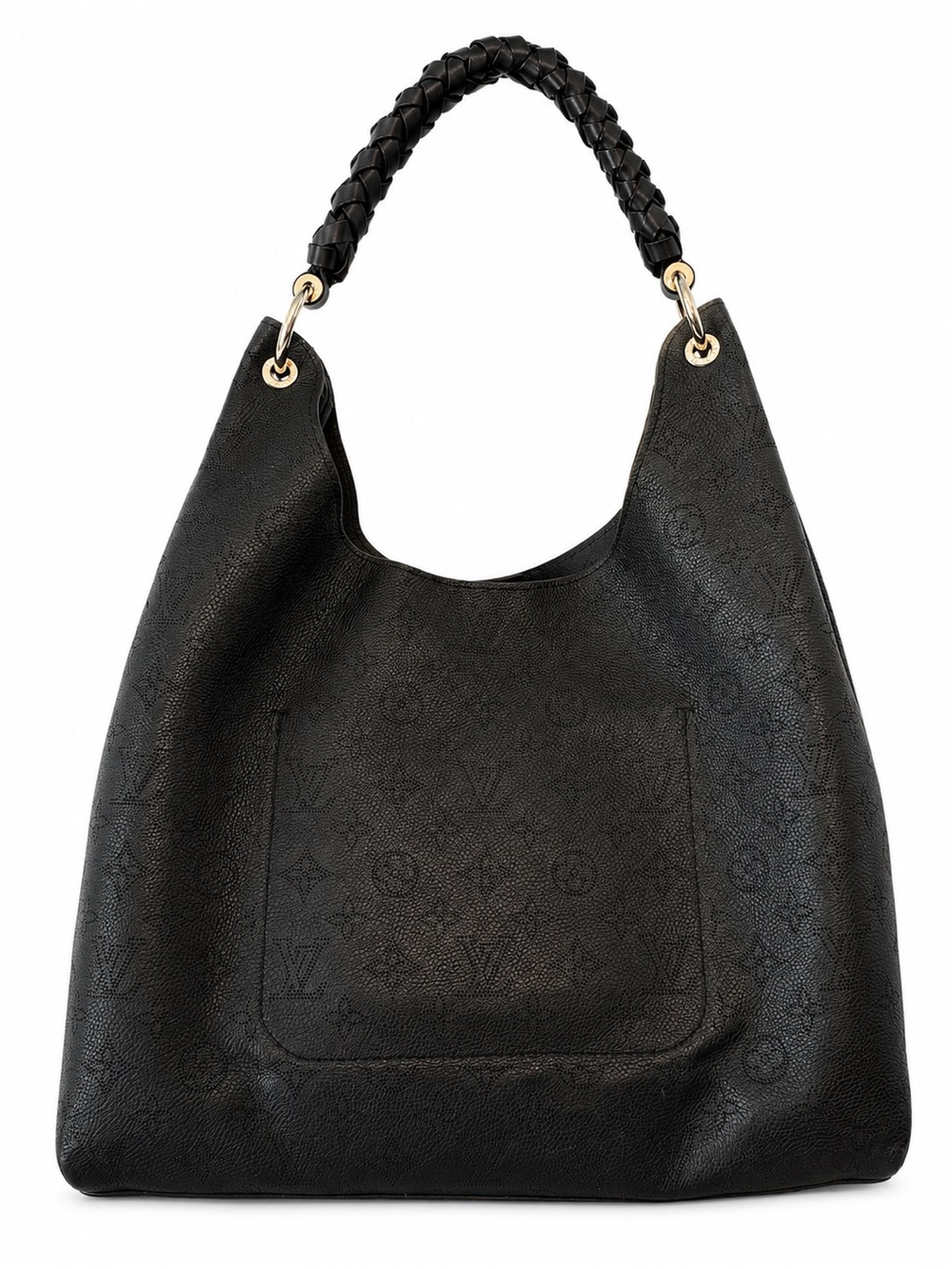 Louis Vuitton Black Monogram-Embossed Hobo with LV Leather Tag - Picture 3 of 16